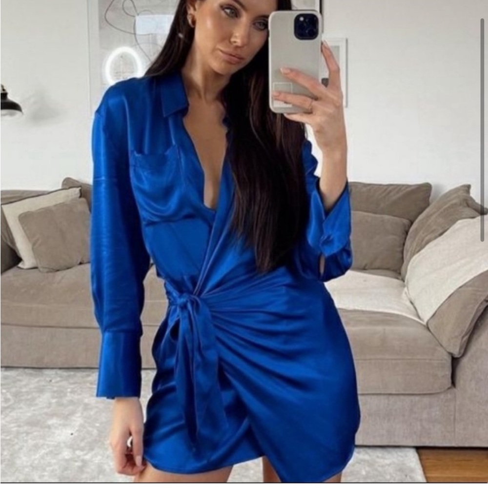Zara satin effect wrap dress XS